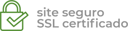 Imagem de um cadeado. Texto: site seguro SSL certificado.
